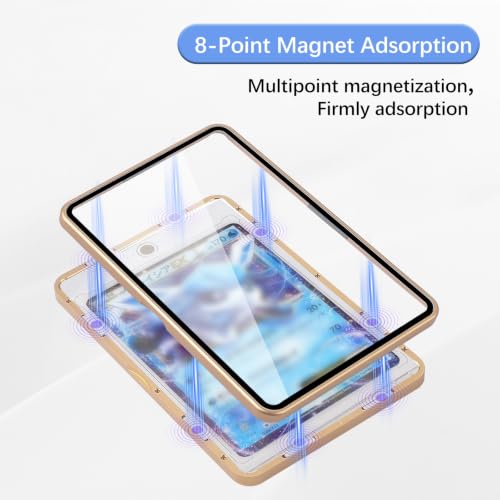 Magnetic Card Case, Premium Aluminum Alloy Protector with 9-Point Lock, Personalized Slab Bumper with One Touch Card Holder, Fits Trading Cards, Sports Cards, Game Cards, Collectible Cards (Gold) - color: Gold, style: Card Case