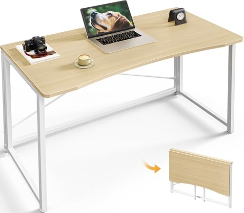 Huuger Folding Desk for Small Spaces, 39.3 Inch Foldable Computer Table, for Home Office, Study, Bedroom, Dorm, Space Saving, Small Writing Work Office Computer Desk, Easy to Fold, Oak - color: Oak, size: 18.9"D x 39.4"W