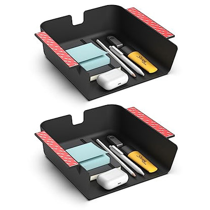 HumanCentric Under Desk Storage Shelf, Drawer Organizer for Office, Workstations, Tables, Sit Stand Desks, Gaming Setups, Mountable Storage Tray, Cable Management, Screw or Stick On, 2 Pack