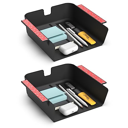 HumanCentric Under Desk Storage Shelf, Drawer Organizer for Office, Workstations, Tables, Sit Stand Desks, Gaming Setups, Mountable Storage Tray, Cable Management, Screw or Stick On, 2 Pack