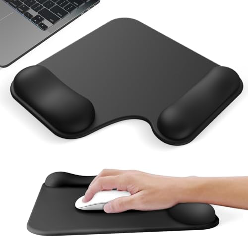 Ergonomic Mouse Pad with Gel Wrist Rest (1"& 1.2" Dual Height) - Black Mouse Pads Compact Mousepad Desk Mat Office, Gaming & Carpal Tunnel Relief | Non-Slip Rubber Base - color: Black