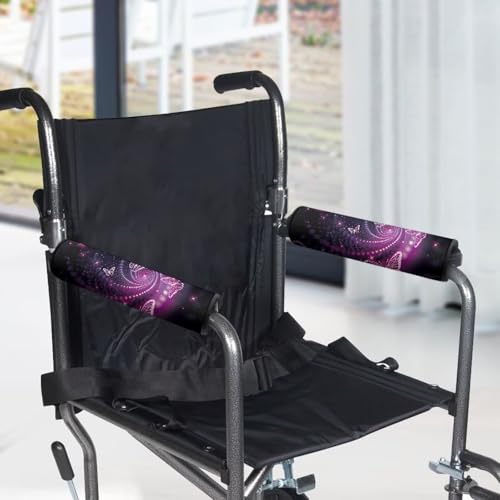Wheelchair Armrest CoversPink Butterfly PatternWheel Chair Accessories Adults 2 Pack Wheelchair Arm Pads for Office Transport Chair Pressure Relief - color: Pink Butterfly Pattern
