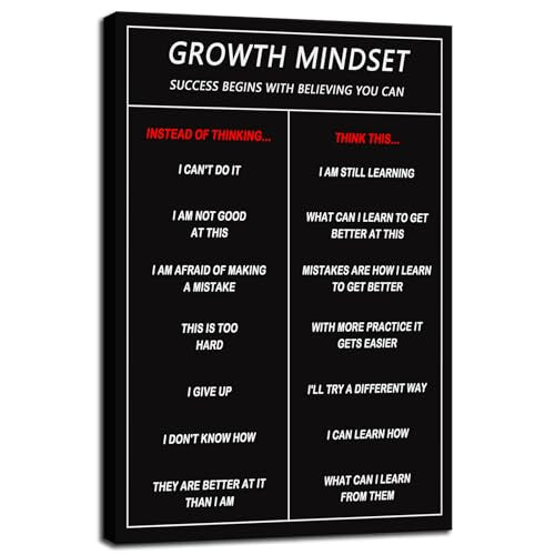 Inspirational Wall Art Classroom Wall Decor Motivational Canvas Painting Growth Mindset Inspiring Entrepreneur Quotes Posters Prints Artwork Modern Home Living Room Office Decor Framed[12''W x 18''H] - color: A-ONE-33, size: 12"L x 18"W