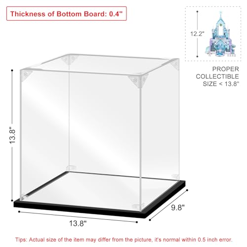 Acrylic Display Case for Collectibles Assemble Acrylic Display Box for Lego 43172 Castle Building Toys Clear Acrylic Case for Display Trophy Figures Dolls(Black,13.8*9.8*13.8 inch) - size: 13.8*9.8*13.8 inch