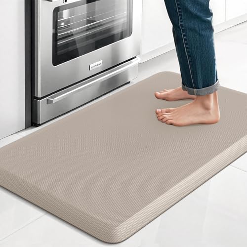 TranquilRelax Kitchen Mat, Khaki, 17.3''x28'' | Thick Floor Comfort Anti-Fatigue Mat, Non-Slip, Water Resistant, Stain Resistant, Easy Clean, for Kitchen, Sink, Office,Home - color: Khaki, size: 28"L x 17.3"W x 0.5"Th