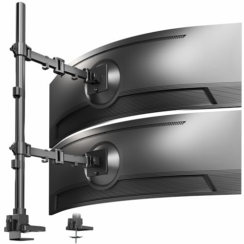 VIVO Dual Ultra-Wide Monitor Extra Tall Desk Mount for up to 49 inch Ultrawides, Clamp-on Adjustable Stand Holds 44 lbs per Screen, VESA up to 100x100mm, Black, STAND-V120T - color: Black, size: Up to 49" screens