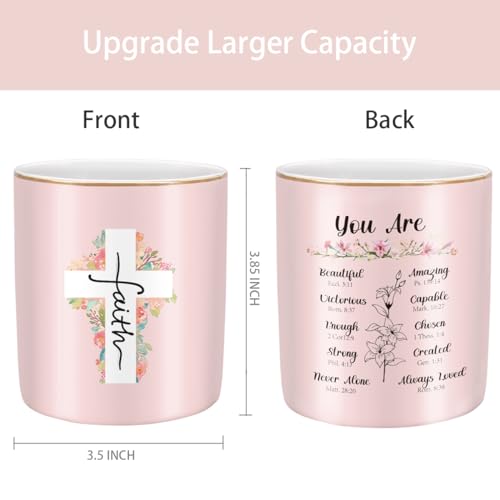 Ceramic Pen Holder for Desk Cute, Pencil Holder Cup, Makeup Brush Holder Pink, Multi-Functional Organizer for Office, Religious Style - color: Religious Style