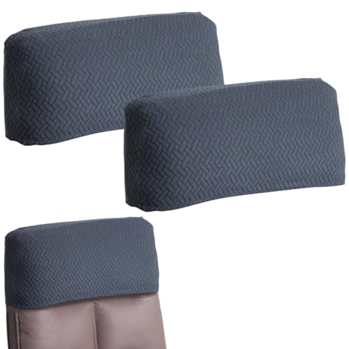 Stretch Office Chair Headrest Cover Jacquard Headrest Slipcover for Office Chairs Non Slip Head Rest Chair Furniture Protector for High Back Computer Chairs Set of 2 Dark Gray - color: Dark Gray, size: Set of 2