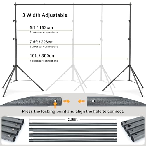 LINCO Lincostore Backdrop Support Stand Kit 10x6.5ft Adjustable Photography Studio Photo Background Support System with Carrying Bag for Green Screen Muslin, 4171 (10ft Wide 7ft high) - size: 10ft wide 7ft high
