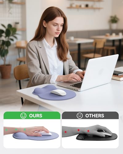 Mouse Pad with Wrist Rest, Ergonomic Mouse Pads for Desk, Office Non-Slip Mousepad with Gel Wrist Support(Purple, 10.6''L x 9''W) - color: Purple