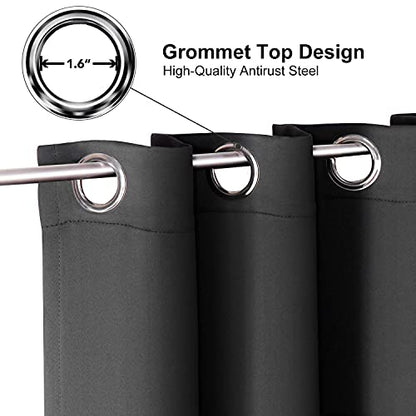 ChrisDowa Grommet Blackout Curtains for Bedroom and Living Room - 2 Panels Set Thermal Insulated Room Darkening Curtains (Dark Grey, 42 x 63 Inch) - color: Dark Grey, size: 42"W x 63"L (Pack of 2)