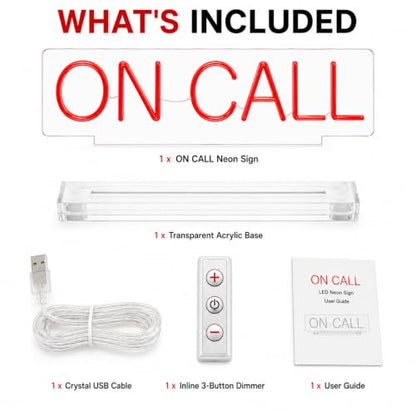On Call Neon Sign with Acrylic Stand Base, On a Call Sign for Office, Tabletop Quiet LED Sign, Video Call In Progress Don't Disturb Quiet Zoon Desk Light Up Sign, For Game Room, Live House, Streaming, Studio - color: On Call