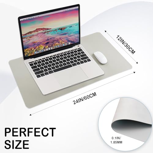 24 x 12 Inches Leather Desk Pad Protector, Non-Slip PU Leather Desk Mat, Laptop Desk Pad, Perfect for Office & Home Use (gray) - color: Gray