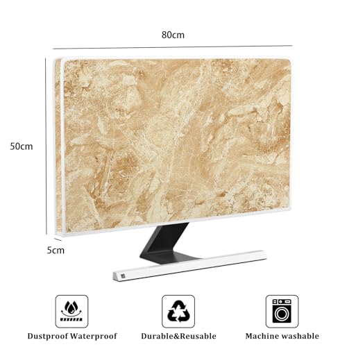 Amber Marble Waterproof Weatherproof and Dust-Proof TV Screen 32 Inch Abstract Texture Design Full Body Covers for TV Screen Sleeve Compatible with LED LCD OLED TVs Decorations - color: brown, size: 32 Inch