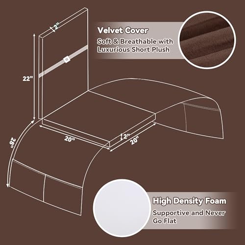 HOMBYS Recliner Chair Cushion for Elderly with Lumbar Support Pillow & Recliner Armrest Cover, 20"x20" Memory Foam Seat Cushion Non-Slip & Supportive, Machine Washable, Brown - color: Brown