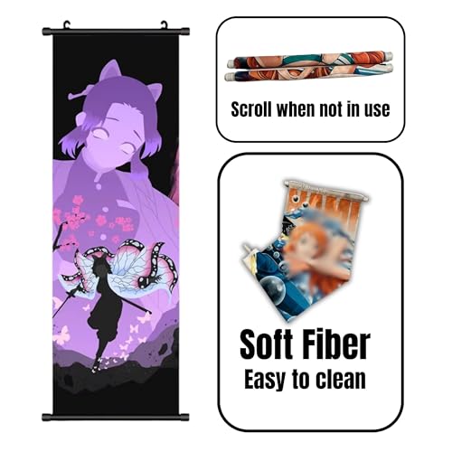 Anime Wall Scroll Banner, Lightning Shinobu Art Design, Soft Fiber Fabric, 27.5 x 9.8 Inches, Vertical Hanging Poster for Bedroom and Gaming Room