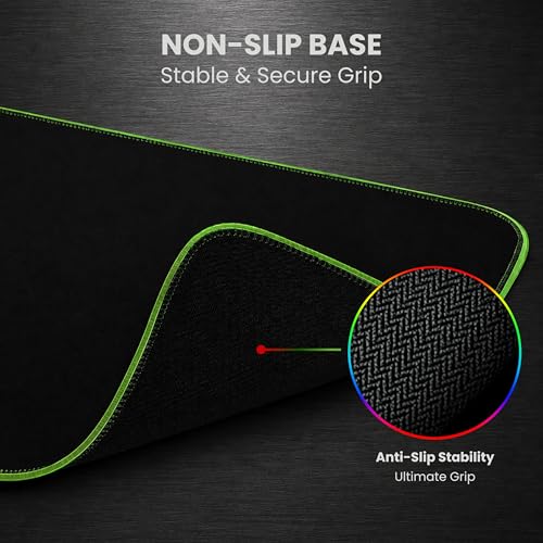 RGB Mouse Pad 35.4×15.7 Inches – Extended LED Mouse Pad with 14 Lighting Modes, Gaming Desk Mat, PC Gaming Accessories, Large Keyboard Pad with Non-Slip Rubber Base.