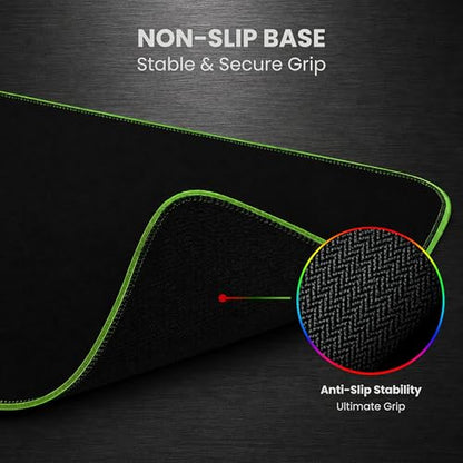 RGB Mouse Pad 35.4×15.7 Inches – Extended LED Mouse Pad with 14 Lighting Modes, Gaming Desk Mat, PC Gaming Accessories, Large Keyboard Pad with Non-Slip Rubber Base.
