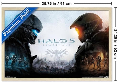 Halo 5 - Key Art Wall Poster, 34L" x 22.4W", Blonde Framed Version - color: Blonde Framed Version, size: 34"L x 22.4"W