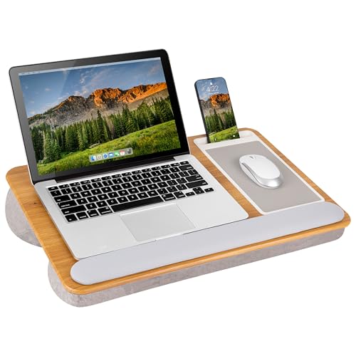 LAPGEAR Home Office Pro Lap Desk with Wrist Rest, Mouse Pad, and Phone Holder - Oak Woodgrain - Fits up to 15.6 Inch Laptops - Style No. 91599 - color: Oak Woodgrain, size: Home Office Pro W/Wrist Rest