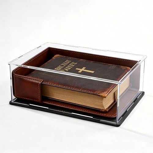 Acrylic Display Case, Clear Acrylic Display Box with Matte Base, Dustproof Collectible Showcase for Books, Stamps, Medals, Maps, Albums and Jewelries, 16 x 10 x 5 inch - size: 16 x 10 x 5 inch