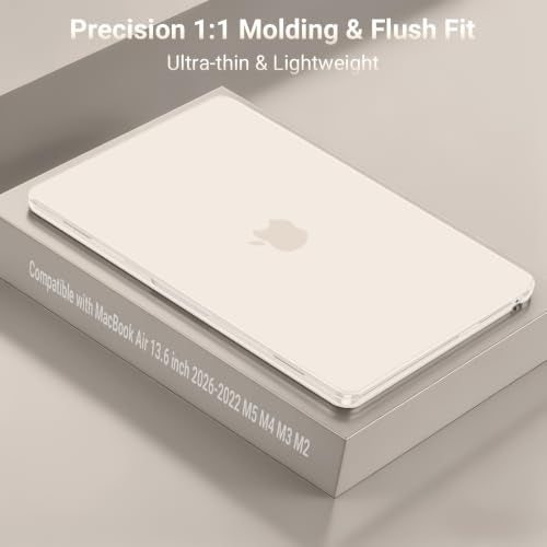 MOSISO Compatible with MacBook Air 13 inch Case M5 2026 M4 2025 M3 M2 2024-2022 A3449 A3240 A3113 A2681, Scratches-Resistant Protective Hard Shell for MacBook Air 13.6 inch Case, Beige - color: Beige