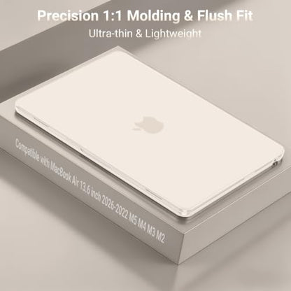 MOSISO Compatible with MacBook Air 13 inch Case M5 2026 M4 2025 M3 M2 2024-2022 A3449 A3240 A3113 A2681, Scratches-Resistant Protective Hard Shell for MacBook Air 13.6 inch Case, Beige - color: Beige