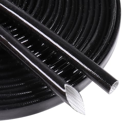 Silicone Fiberglass Sleeve Heat Shield Wire Protective High Temperature Electrical Insulation Self-extinguishing Black (3/16"- 9ft) - style: 3/16"- 9ft