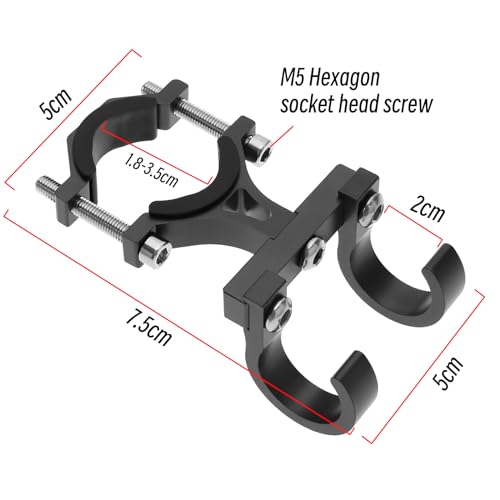 Create Idea Electric Scooter Hanger - Double Hook Holder for 18-35mm Handlebar - Aluminum Alloy, Black