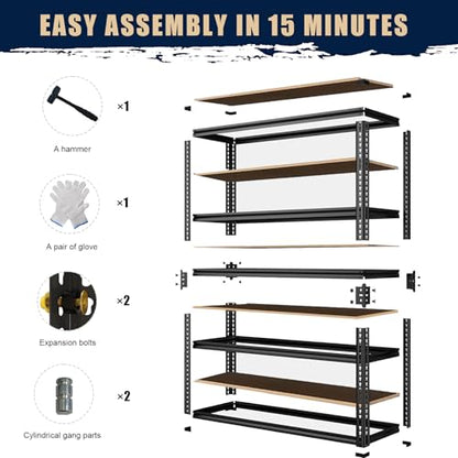 Garage Storage Shelves 72'',Ajustable Garage Shelving Units, Storage Shelves Heavy Duty, Metal Shelving for Basement, Warehouse, Workshop, Pantry, Closet, 2400 LBS, 16" D x 35.5" W x 72" H - size: 16"D x 35.5"W x 72"H