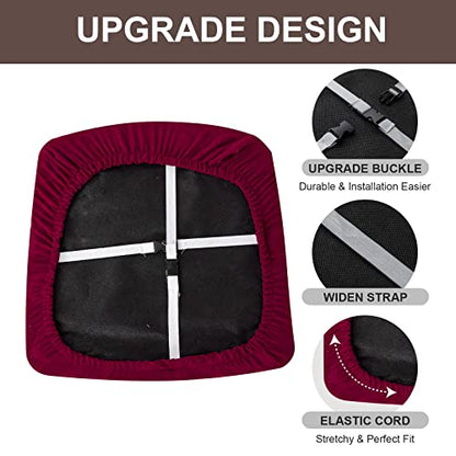 Genina Waterproof Chair Seat Covers Dining Room Chair Covers Stretch Seat Cover for Dinning Room Chair Protector Slipcovers for Kitchen, Hotel (2, Flower Pattern-Wine Red) - color: Flower Pattern-wine Red