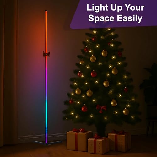2 Pack Corner Floor Lamp – 57'' Tall RGB Lamp Modern Mood Lighting with 88 LEDs, Bluetooth App Control, and Sturdy Base for Effortless Setup - size: 57 inches