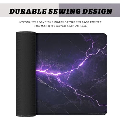 Electric Storm Gaming Mouse Pad Purple Lightning Dark Large Desk Mat Waterproof Stitched Edges Rubber Base Non-Slip Deskmap Computer Keyboard Mat Office Computer Keyboard Laptop 31.5"x11.8" - color: Electric Storm