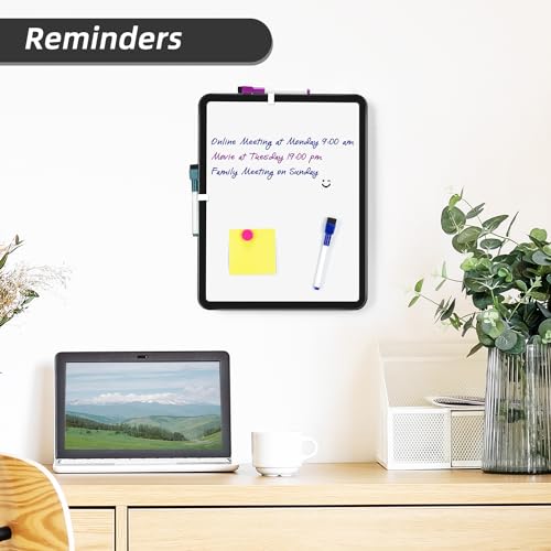 VUSIGN Small White Board Dry Erase, 11''x14'' Magnetic Dry Erase Board, Mini Whiteboard with Markers for Fridge, Wall, Locker, Black - color: D-black 1 Pack
