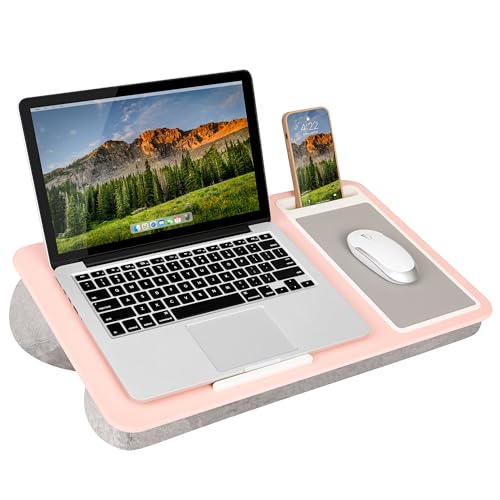 LAPGEAR Home Office Lap Desk with Device Ledge, Mouse Pad, and Phone Holder - Pink - Fits up to 15.6 Inch Laptops - Style No. 91584 - color: Blush Pink, size: Home Office W/Device Ledge