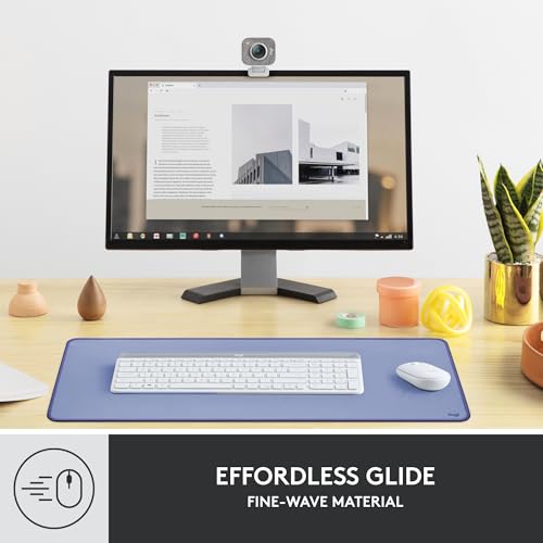 Logitech Desk Mat - Studio Series, Multifunctional Large Desk Pad, Extended Mouse Mat, Office Desk Protector with Anti-Slip Base, Spill-Resistant Durable Design, in Lilac - color: Lilac