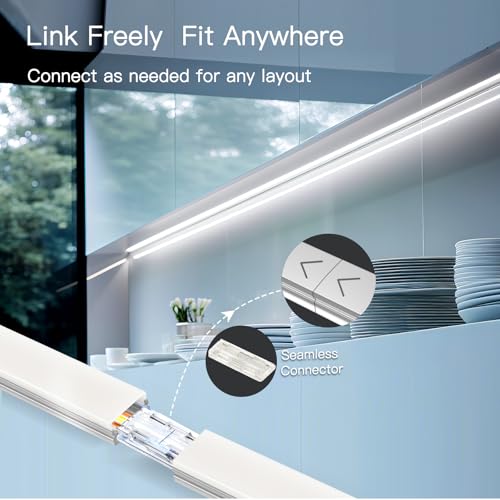 V4light Under Cabinet LED Lighting Bars, 6-Pack, Plug-in, Smart | Ultra-slim aluminum, App & Alexa control, 2700K–6500K dimmable, linkable for closet, shelf, kitchen & display cabinet