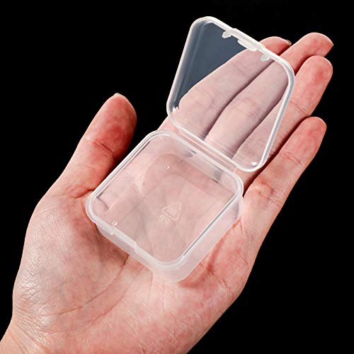 SATINIOR 24 Packs Small Clear Plastic Beads Storage Containers Box with Hinged Lid for Storage of Small Items, Crafts, Jewelry, Hardware(1.7 x 1.7 x 0.8 Inches) - size: 1.7 x 1.7 x 0.8 in