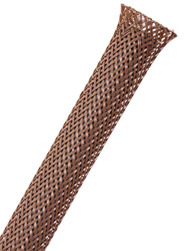 1/4" PET Expandable Braided Sleeving - Color: Brown - Length: 10FT - color: Brown, size: 0.25 Inch Dia - 10 Feet