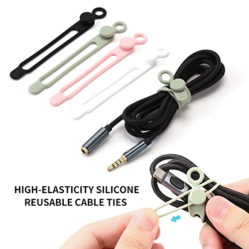 UMUST 20pcs Silicone Cable Ties,Reusable Cable Management Organizer, Wire Ties，Travel Cord Ties，Cord Organizer for Bundling Cable Cords in Home,Office,Kitchen,School(White Black) - color: 20pcs-[white Black], size: 4.2Inch