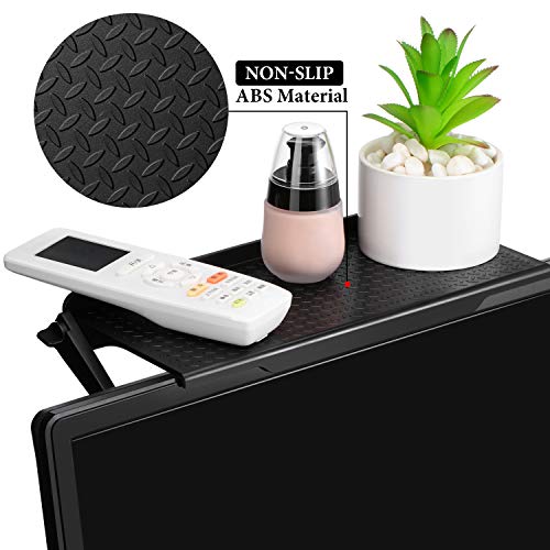 Blulu 2 Pieces TV Top Shelf Adjustable Screen Shelf TV Monitor Top Bracket for Cellphone Stand, Media Boxes, Game Console, Router and Home(11.8 x 4.7 Inch,Black) - size: 11.8 x 4.7 Inch