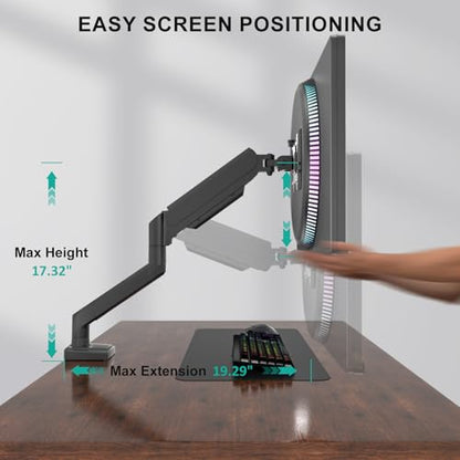 WALI Single Monitor Mount for 13-34 inch Screens, Adjustable Single Monitors Arm, Regular Screen up to 32 inch, 26.4lbs, Computer Monitor Stand for Desk, VESA 75/100mm (GSMP001N), Black - size: 13" to 34"