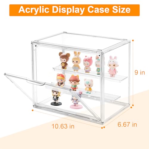 Acrylic Display Case for Collectibles, 3 Layer Figure Display Box with Magnetic Door, Stackable Figurine Display Shelf Box for Figures, for Funko Pop, for Pop Mart (1 pcs) - size: Three floors
