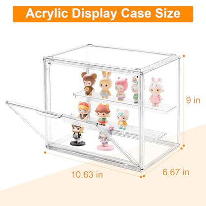 Acrylic Display Case for Collectibles, 3 Layer Figure Display Box with Magnetic Door, Stackable Figurine Display Shelf Box for Figures, for Funko Pop, for Pop Mart (1 pcs) - size: Three floors