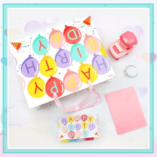 Woohookaka 13" Balloon Birthday Gift Bag for Women & Kids, Large Happy Birthday Party Supplies with Tissue Paper & Card, Premium Quality Gift Bag for All Occasions - color: Balloon1