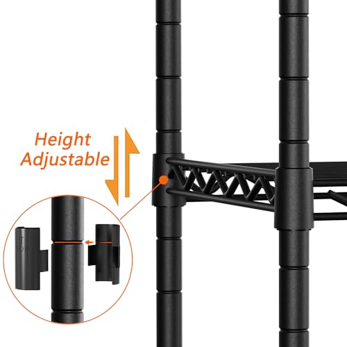 Soywey 3-Shelf Adjustable Heavy Duty Storage Shelves,36" Wx14 Dx35.8 H Metal Organizer Wire Rack for Laundry Bathroom Kitchen Pantry Closet Garage Shelving Black - size: 3-Shelf, style: No Wheels