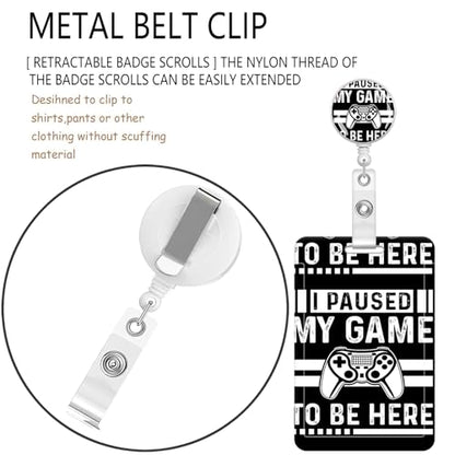 ID Badge Holder with Lanyard Fashionable ID Card Holders with Retractable Lanyards Soft Fiber Metal Clip Sturdy Buckle for Key Wallet Work Nurse Teacher (Paused My Game) - color: Paused My Game