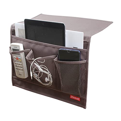Bedside Storage Organizer with Pockets, Bedside Caddy, Table Cabinet Storage Organizer, TV Remote Control, Phones, Magazines, Tablets, Accessories, Brown - color: Brown