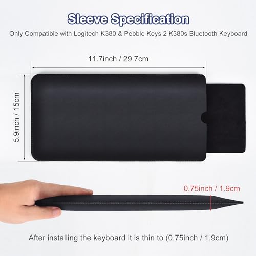 Protective Keyboard Sleeve Case for Logitech K380 & Logitech Pebble 2 & Pebble Keys 2 K380s Bluetooth Keyboard, Logitech K380 PU Leather Travel Sleeve Bag Case, Black - size: Logitech K380