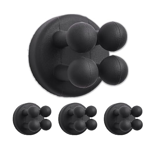 4 Pcs Silicone Waterproof Self Adhesive Toothbrush Holder,Mounted Bathroom Holder for Hanging Key Clothes Towel Cable for Kitchen Bathroom Home Office Black - color: Black